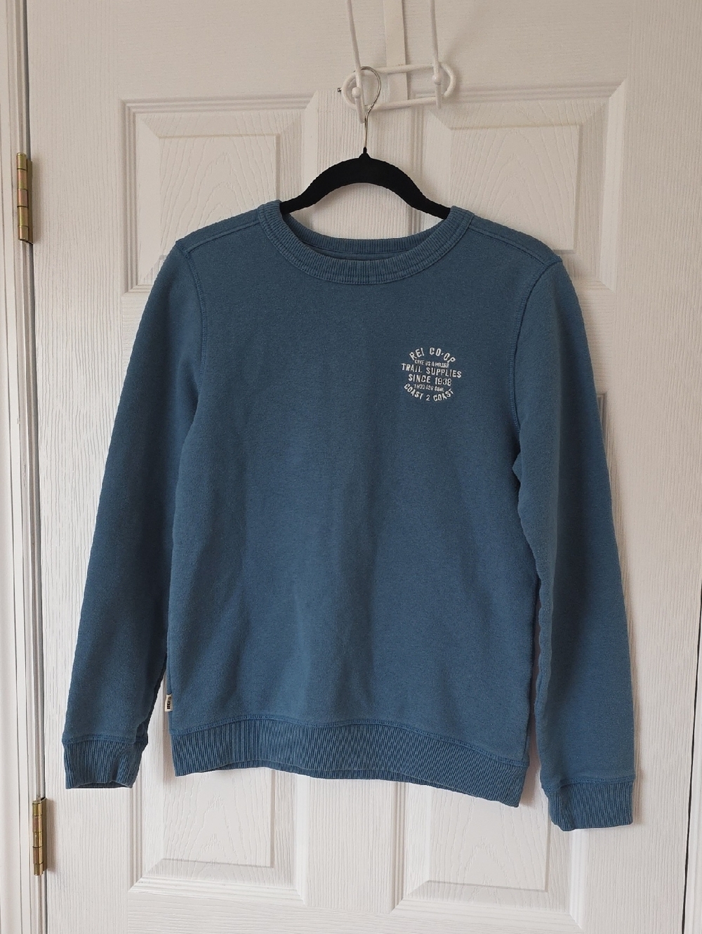 Men's Crewneck Sweatshirt in Dusty Blue with Small Chest Logo